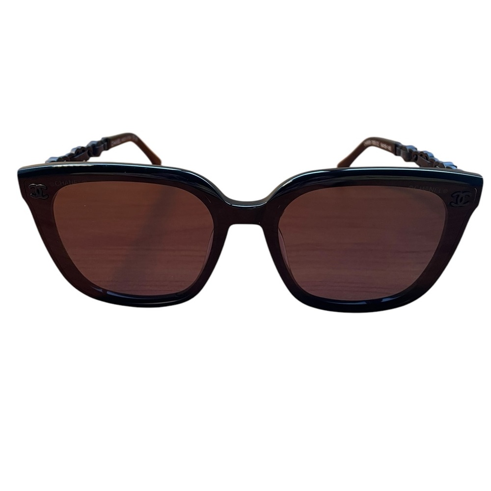 Authentic CHANEL Modern Black Square Sunglasses with Glossy Finish